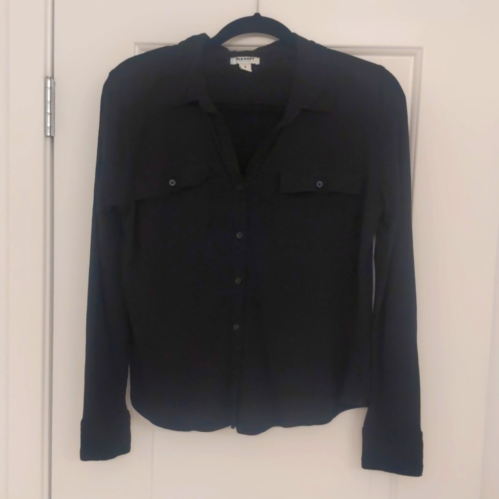 Black button up blouse, medium by old navy